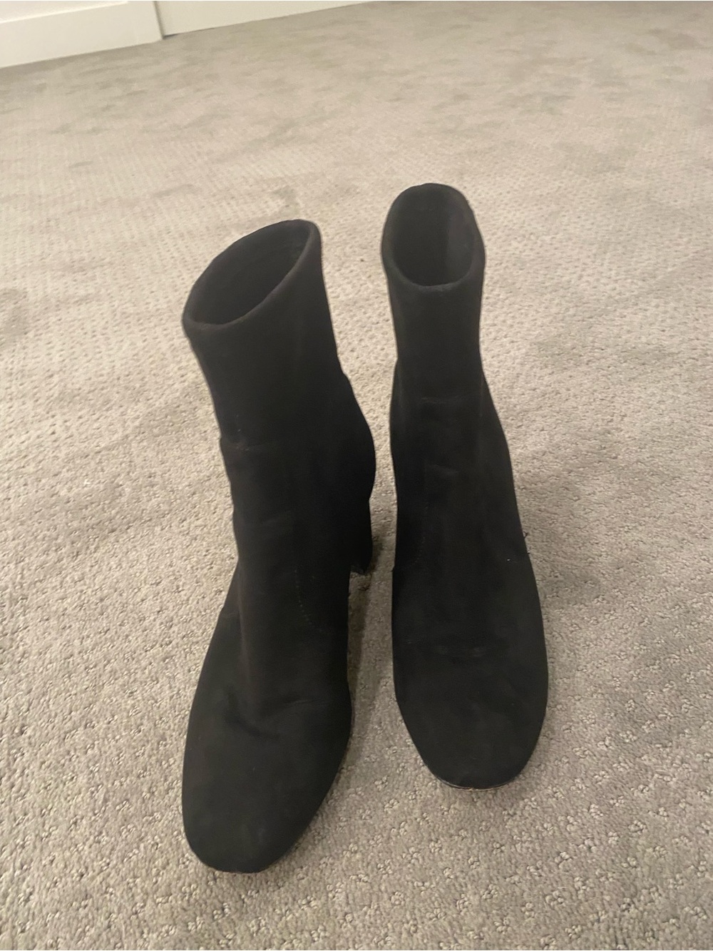 Ann Taylor Black Suede Ankle Booties with Block Heel
